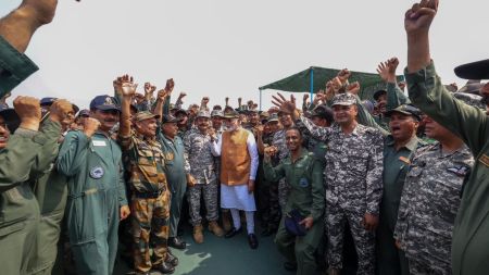 PM Modi Connects with Troops at Adampur, Lauds 'Operation Sindoor' as Emblem of New India's Resolve  